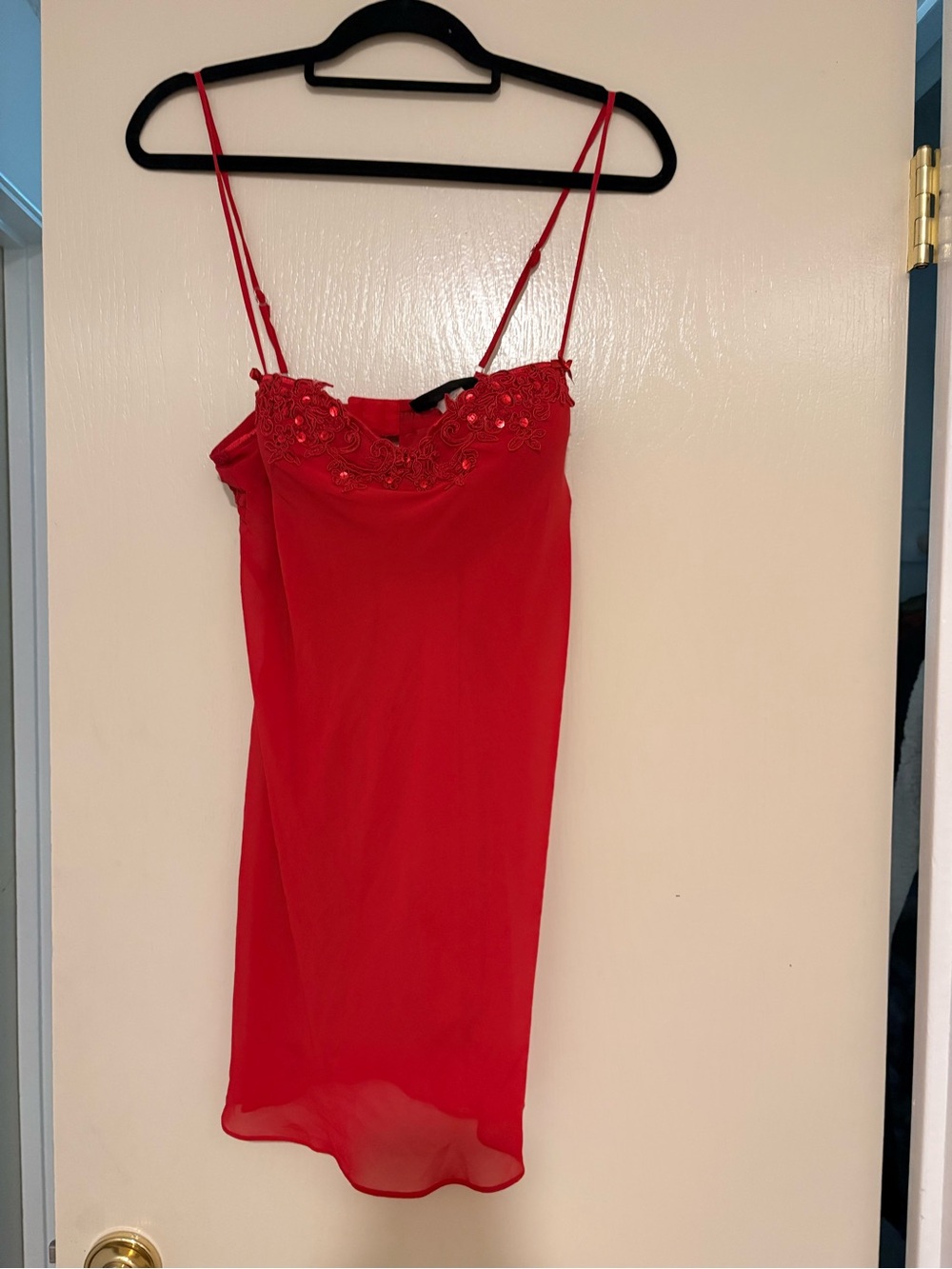 Vintage Studio Donatello Red Lace Trim Slip Dress